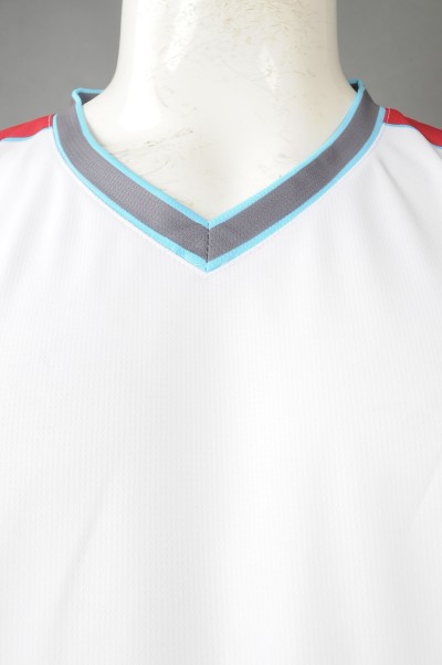 WTV178   Sample customized basketball sports suit online order color matching sports suit printed logo white+red V-neck    authentic basketball jerseys   tournament  jersey detail view-3